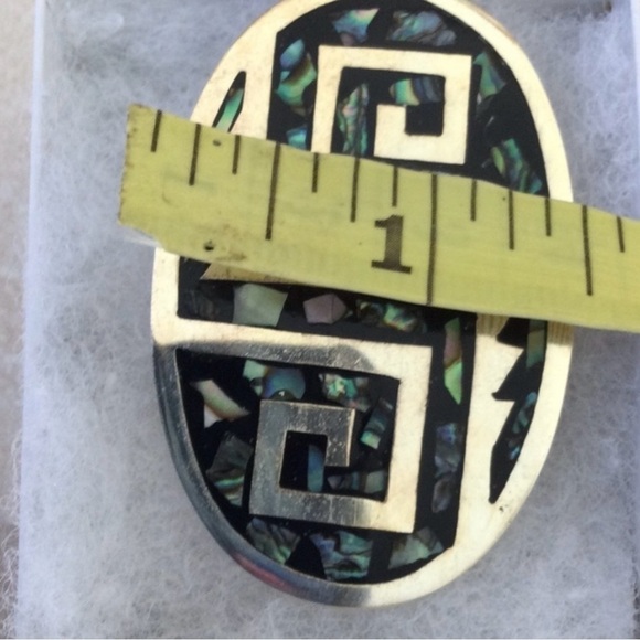 Vintage geometrical silver 925 Mexico brooch pendant - Picture 2 of 5